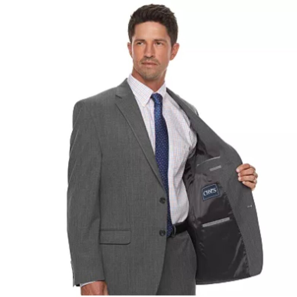 Nwt Men's Chaps Grey Stretch Performance Series Comfort Suit Pants Size 34 X 30